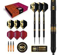 RED DRAGON DARTS - 50 Year Anniversary Player Edition - Peter Wright 'Snakebite' 21g - Professional Steel Tip 90% Tungsten Darts Set - Includes Dart Flights & Dart Stems (Shafts)