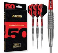 RED DRAGON DARTS - 50 Year Classics Collection - Element6-25g - 90% Tungsten Darts set - Professional Steel Tip Set - Includes Dart Flights & Dart Stems (Shafts)