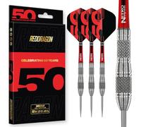 RED DRAGON DARTS - 50 Year Classics Collection - Grizzly 4-25g - 90% Tungsten Darts Set - Professional Steel Tip - Includes Dart Flights & Dart Stems (Shafts)