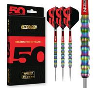RED DRAGON DARTS - 50 Year Classics Collection - Shockwaves 26g - 90% Tungsten - Professional Steel Tip Darts Set - Includes Dart Flights & Dart Stems (Shafts)