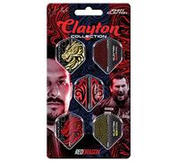 RED DRAGON Darts - Dart Flights 5 Sets Per Pack (15 in Total) Extra Thick 100 Micron - Standard Shape Dart Flights - Professional Darts Accessories (Clayton Multi-Pack)