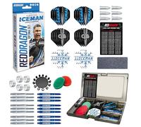 RED DRAGON Darts-Gerwyn Price Iceman Optima Multi Accessory Pack-Professional Darts Kit with Dart Flights, Shafts, Flight Savers, Checkout Card & Storage Case For Darts Accessories