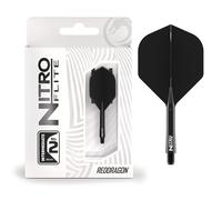 RED DRAGON Darts - Nitro Flite Integrated Flight & Shaft System - No.2 Shape and Design - Black & Black Colour, Intermediate Length