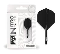 RED DRAGON Darts - Nitro Flite Integrated Flight & Shaft System - No.2 Shape and Design - Black & Black Colour, Short Length