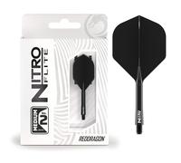 RED DRAGON Darts - Nitro Flite Integrated Flight & Shaft System - No.2 Shape and Design - Black & Black Colour, Medium Length