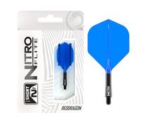 RED DRAGON Darts - Nitro Flite Integrated Flight & Shaft System - No.2 Shape and Design - Black & Blue Colour, Short Length