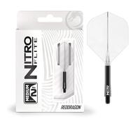 RED DRAGON Darts - Nitro Flite Integrated Flight & Shaft System - No.2 Shape and Design - Black & Clear Colour, Medium Length
