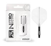 RED DRAGON Darts - Nitro Flite Integrated Flight & Shaft System - No.2 Shape and Design - Black & Clear Colour, Short Length