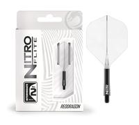 RED DRAGON Darts - Nitro Flite Integrated Flight & Shaft System - No.2 Shape and Design - Black & Clear Colour, Intermediate Length