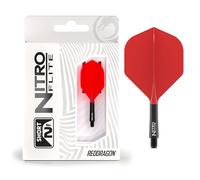 RED DRAGON Darts - Nitro Flite Integrated Flight & Shaft System - No.2 Shape and Design - Black & Red Colour, Short Length