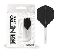 RED DRAGON Darts - Nitro Flite Integrated Flight & Shaft System - No.2 Shape and Design - White & Black Colour, Medium Length