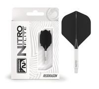 RED DRAGON Darts - Nitro Flite Integrated Flight & Shaft System - No.2 Shape and Design - White & Black Colour, Intermediate Length
