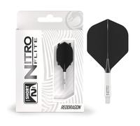 RED DRAGON Darts - Nitro Flite Integrated Flight & Shaft System - No.2 Shape and Design - White & Black Colour, Short Length