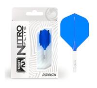 RED DRAGON Darts - Nitro Flite Integrated Flight & Shaft System - No.2 Shape and Design - White & Blue Colour, Short Length