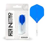RED DRAGON Darts - Nitro Flite Integrated Flight & Shaft System - No.2 Shape and Design - White & Blue Colour, Medium Length
