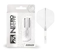 RED DRAGON Darts - Nitro Flite Integrated Flight & Shaft System - No.2 Shape and Design - White & Clear Colour, Short Length