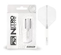 RED DRAGON Darts - Nitro Flite Integrated Flight & Shaft System - No.2 Shape and Design - White & Clear Colour, Medium Length