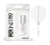RED DRAGON Darts - Nitro Flite Integrated Flight & Shaft System - No.2 Shape and Design - White & Clear Colour, Intermediate Length