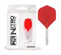 RED DRAGON Darts - Nitro Flite Integrated Flight & Shaft System - No.2 Shape and Design - White & Red Colour, Medium Length
