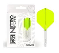 RED DRAGON Darts - Nitro Flite Integrated Flight & Shaft System - No.2 Shape and Design - White & Yellow Colour, Medium Length