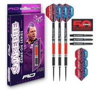 RED DRAGON Darts |Peter Wright | Game On Series | 20g Steel Tip Dart Set | Snakebite | Professional Darts Set | Hardcore Dart Flights | Nylon Shafts | Case | Inox Steel | Durable Black Painted Rings