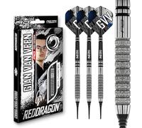 RED DRAGON Darts - Professional Player - Gian van Veen Tour Edition - 90% Tungsten - 18g barrel / 20g Full Weight Soft tip Darts Set with Dart Flights and Dart Shafts (Stems)