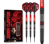 RED DRAGON Darts - Professional Player - Jonny Clayton Hiraeth - 90% Tungsten - 18g barrel / 20g Full Weight Soft tip Darts Set with Dart Flights and Dart Shafts (Stems)