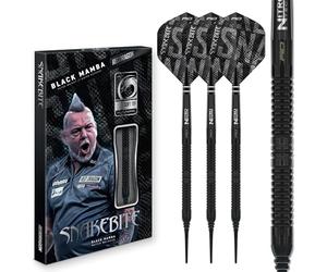 RED DRAGON Darts - Professional Player - Peter Wright 'Snakebite' | Black Mamba Series 18g Barrel/ 20g Full Weight | 90% Tungsten Professional Soft Tip Darts Set - Includes Dart Flights & Stems