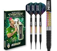 RED DRAGON Darts - Professional Player - Peter Wright Snakebite Corra - 90% Tungsten - 18g barrel / 20g Full Weight Soft tip Darts Set with Dart Flights and Dart Shafts (Stems)