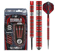 WINMAU Diablo 24 Gram Professional Steeltip Tungsten Darts Set with Flights and Stems (Shafts)