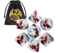 Red Dragon Dice Set, 7Pcs Polyhedral DND Dice, Fantasy Tabletop Game Accessories, DND Starter Set with Gift Bag, UV Printing, Dragon Gifts for Men Women, D&D Gifts for Player