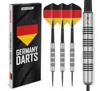 RED DRAGON Fly the Flag | Country Edition Steel Tip Darts Set | 24g Darts Set | 100-Micron Hardcore Flights | Germany | 32mm Steel Dart & Shafts