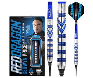 RED DRAGON Gerwyn Price Blue Iceman Originals - 18g Tungsten Darts Set | 90% Professional Soft Tip Darts with Flights & Stems | High-Performance Dart Set
