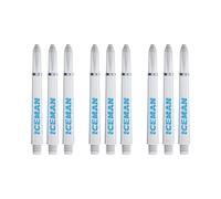 RED DRAGON Gerwyn Price Iceman White with blue Signature Medium Nylon Shafts with ring - 3 sets per pack (9 stems in total)