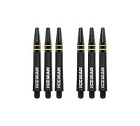 RED DRAGON Gerwyn Price Nitrotech Black with Black and Gold Top Intermediate Dart Shafts - 2 sets per pack (6 shafts in total)