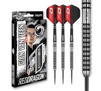 RED DRAGON Gian van Veen 24g Professional 90% Tungsten Darts Set with Hardcore Extra Thick Flights & Nitrotech Polycarbonate Short Stems