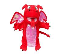 Red Dragon Hand Puppet for Kids by Fiesta Crafts- Soft & Interactive Red Dragon Toy with Moving Mouth & Wings for Role Play, Creativity & Sensory Skills - Gift for Boys & Girls
