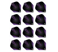 RED DRAGON Hardcore Radical Black & Purple Extra Thick Standard Dart Flights - 4 sets Per Pack (12 Dart Flights in total)