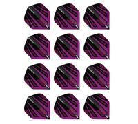 RED DRAGON Hardcore Radical Purple & Black Fan Dart Flights - 4 Sets Per Pack (12 Dart Flights in total)