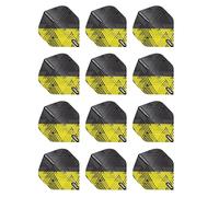 RED DRAGON Hardcore Radical Yellow & Black Fleck Dart Flights - 4 Sets Per Pack (12 Dart Flights in total)