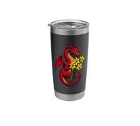 Red Dragon Holding A Bouquet of Daffodils 2 Stainless Steel Insulated Tumbler