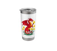 Red Dragon Holding A Daffodil Stainless Steel Insulated Tumbler