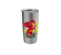 Red Dragon Holding A Daffodil Stainless Steel Insulated Tumbler