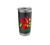 Red Dragon Holding A Daffodil Stainless Steel Insulated Tumbler