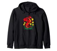Red Dragon Holding A Daffodil Zip Hoodie