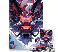 Red Dragon Illustration 1000 Piece Jigsaw Puzzles for Adults Teenagers Solid Logic Toy Quiet Fun Precision Cut Santa Wish Pick (38x52cm)