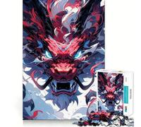 Red Dragon Illustration 1000 Piece Jigsaw Puzzles for Adults Teenagers Solid Logic Toy Quiet Fun Precision Cut Santa Wish Pick (38x52cm)
