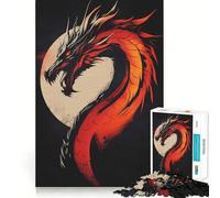 Red Dragon Illustration 1000 Piece Jigsaws for Teenagers Puzzle Boost Memory Quiet Calm Premium Cut Heartfelt Gift (38x26cm)