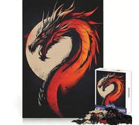 Red Dragon Illustration Hard Jigsaw Puzzle for Adults 1000 Pieces Improve Memory Relaxed Mind Sharp Edge Stylish Gift (38x52cm)