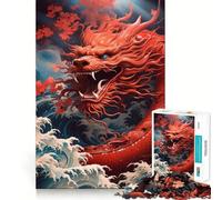 Red Dragon in Waves Jigsaw Puzzle for Adults 1000 Pieces Mind Puzzle Calm Pastime Image Assembly Lovely Present (50x75cm)